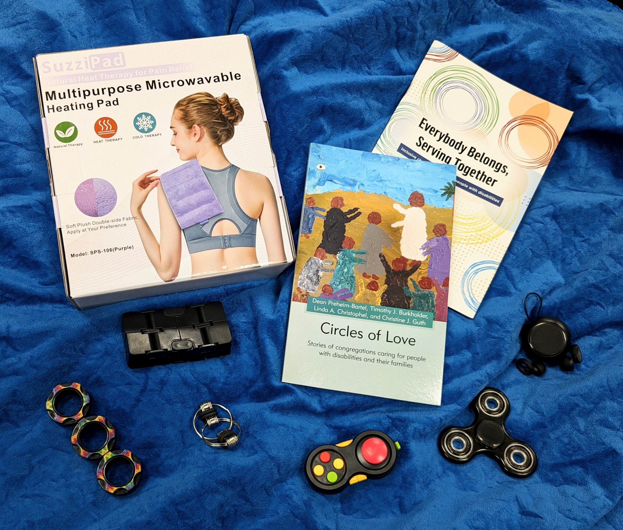 assorted fidgets and sensory tools.