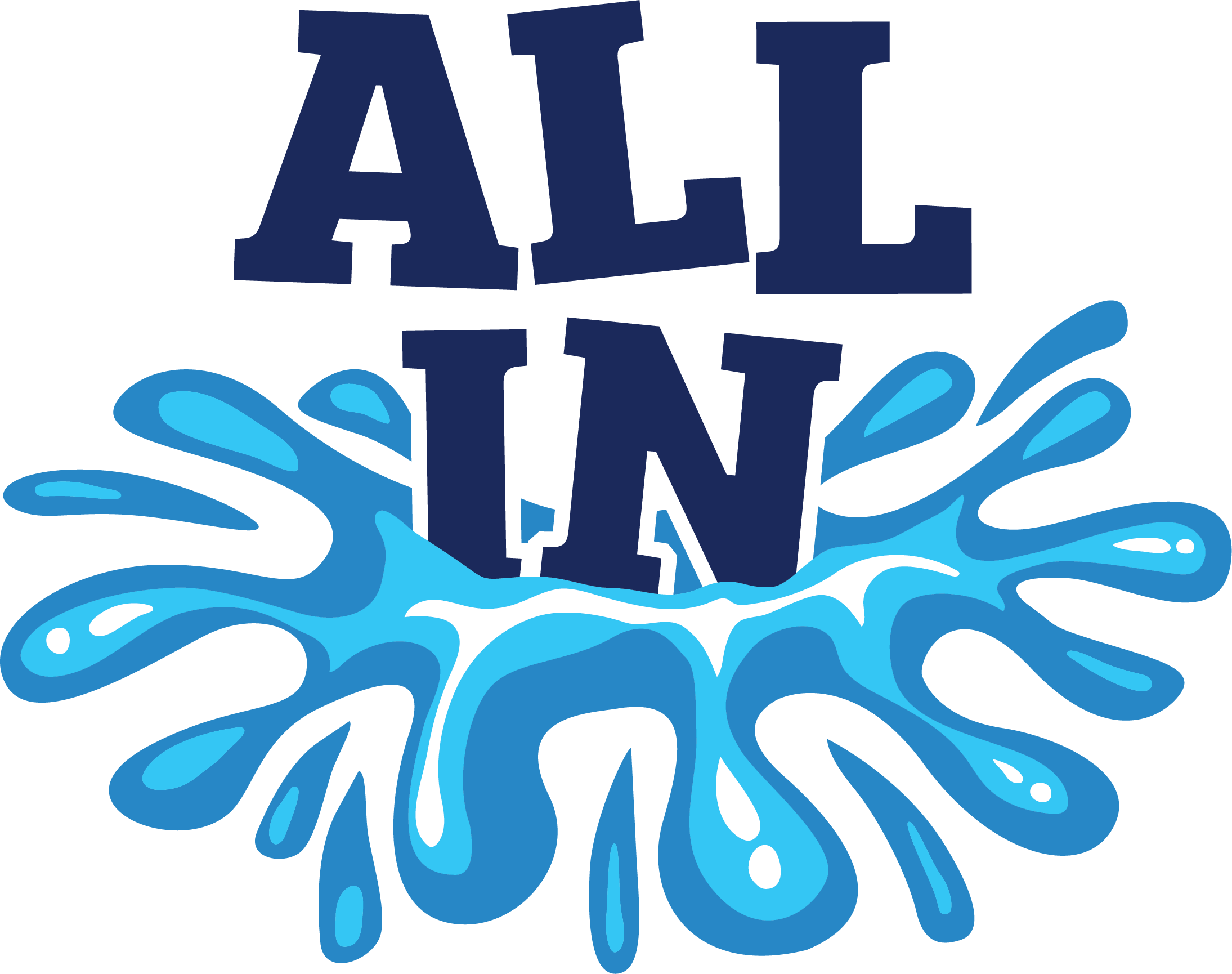 All In logo with water splashing around it