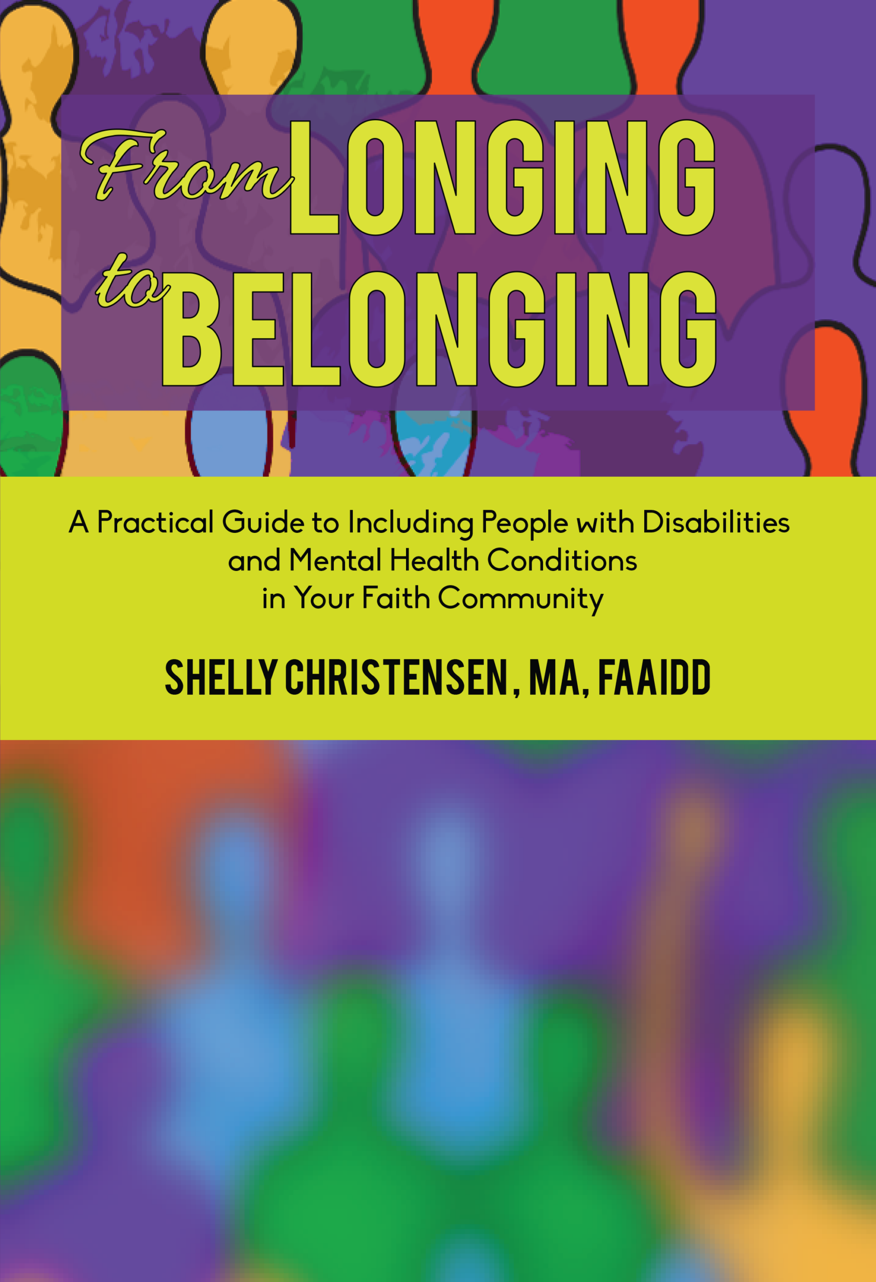 book cover of from longing to belonging with abstract drawings on interconnected people in bright colors