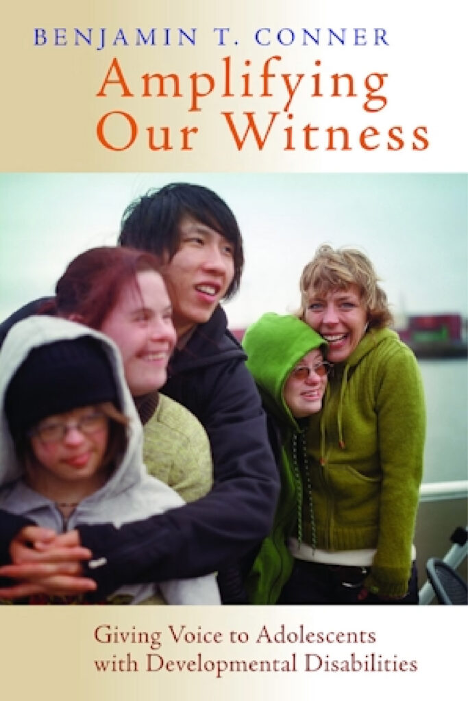 book cover of amplifying our witness with five teens laughing and hugging