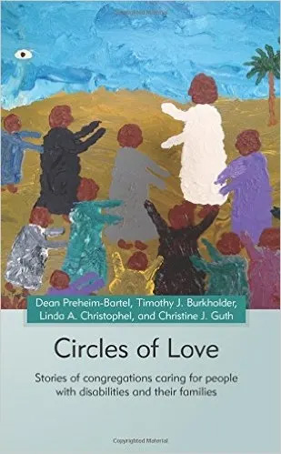 book cover of circles of love with a watercolor image of people wearing different colored robes walking together up a hill