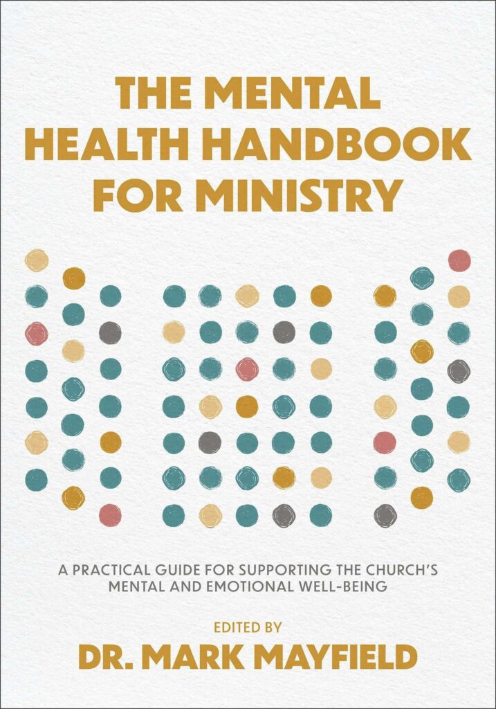 book cover of mental health handbook for ministry with multicolored dots in the center of the cover